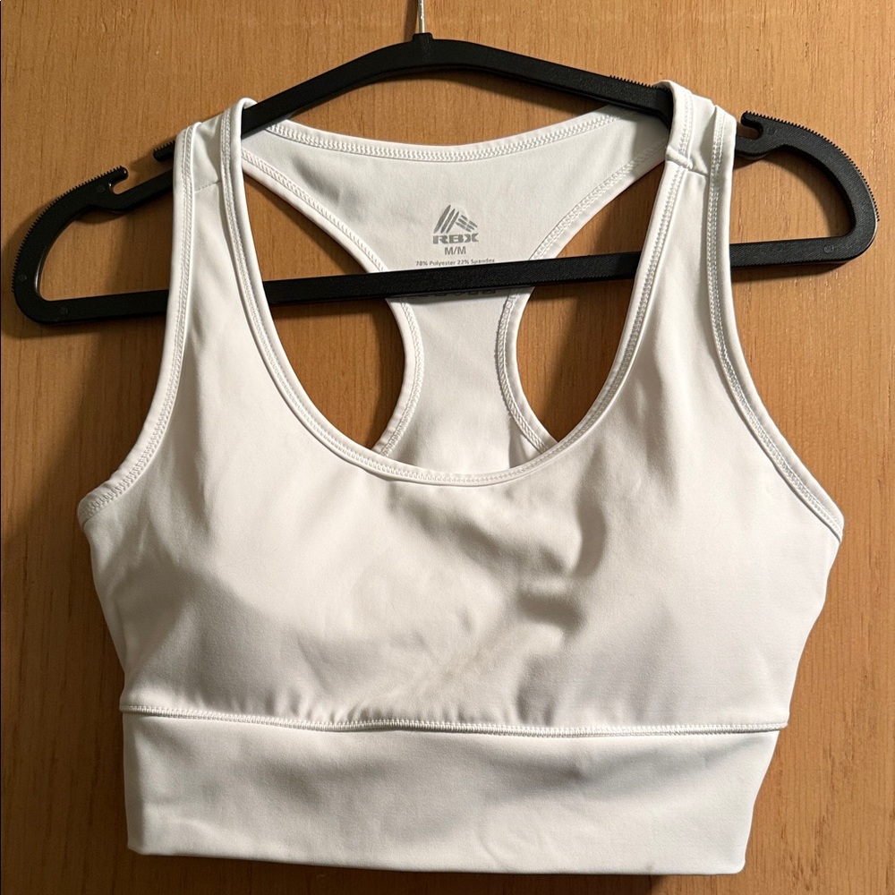 RBX White Racerback Padded Sports Bra
